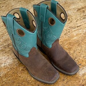 Kids Western Cowboy Boots - Brown and Teal